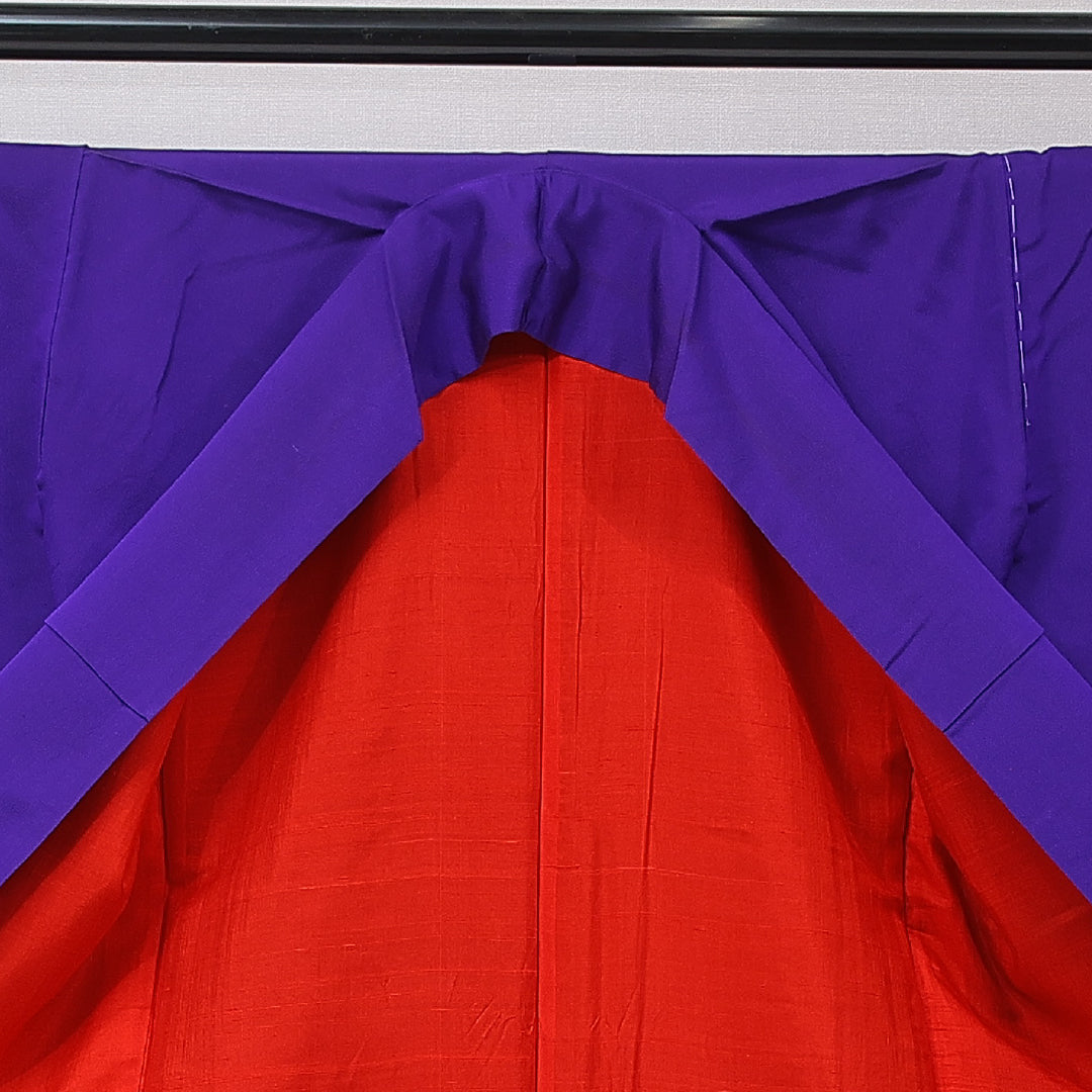 アンティーク 付下げ（お召） 袷 身丈153cm 裄丈63cm 正絹 Aランク Sサイズ 広衿 水玉 紫系 1261-16755