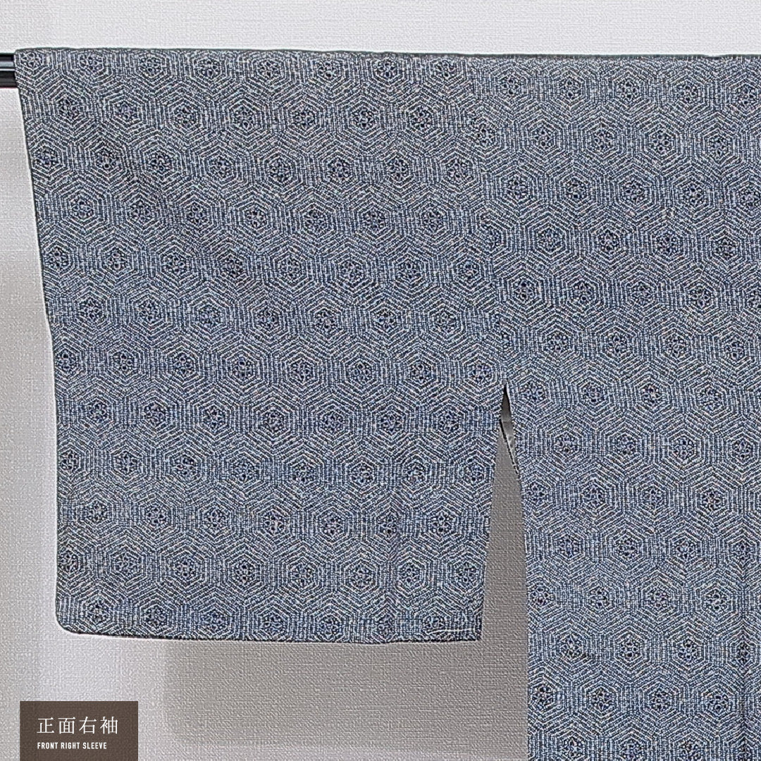 道行コート 洗える着物 袷 身丈83cm 裄丈65cm ポリエステル Sランク Mサイズ セミフォーマル 幾何学柄 グレー系 1263-16867