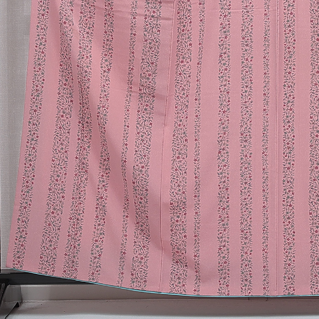 小紋 洗える着物 袷 身丈161cm 裄丈65cm ポリエステル Cランク Lサイズ 広衿 インフォーマル 花柄 ピンク系 1215-16103