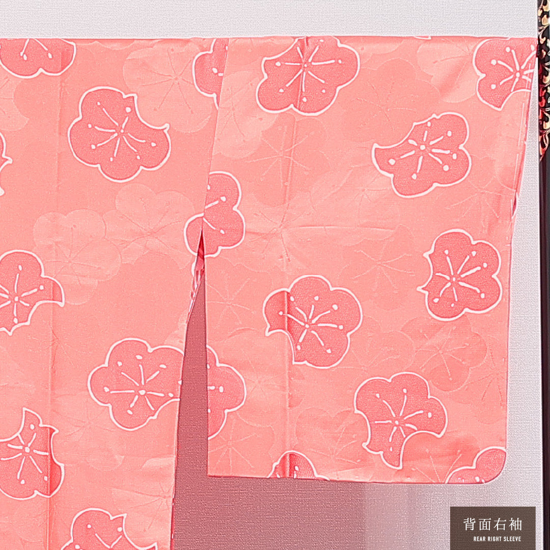 道行コート 袷 身丈87cm 裄丈64cm 正絹 Sランク Mサイズ セミフォーマル ポケットあり 梅 ピンク系 1263-16864