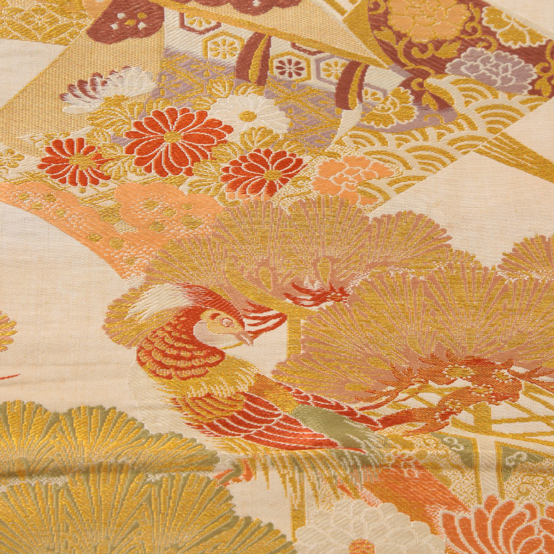 アンティーク 丸帯 帯丈408cm 全通 Cランク 正絹 金系 1223-02200