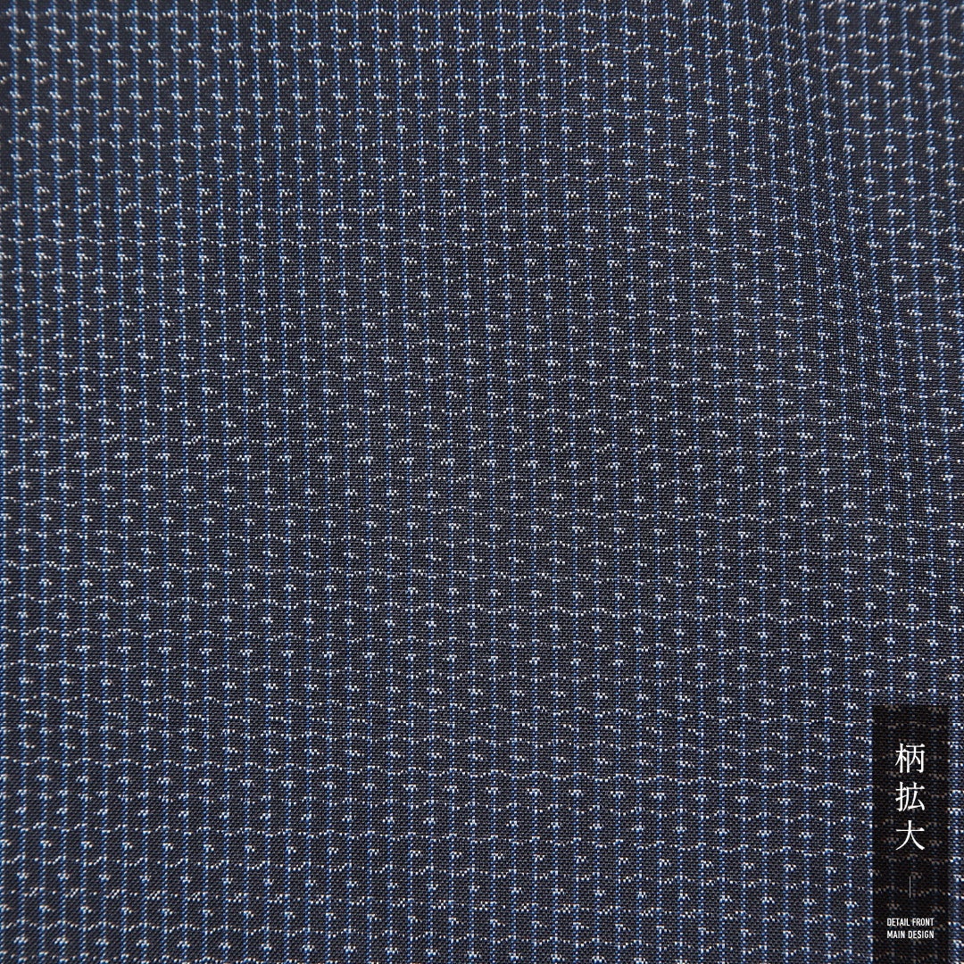 男着物 袷 身丈148cm 裄丈72cm 正絹 Aランク カジュアル 棒衿 Lサイズ 亀甲 紺系 RP 1224-15760