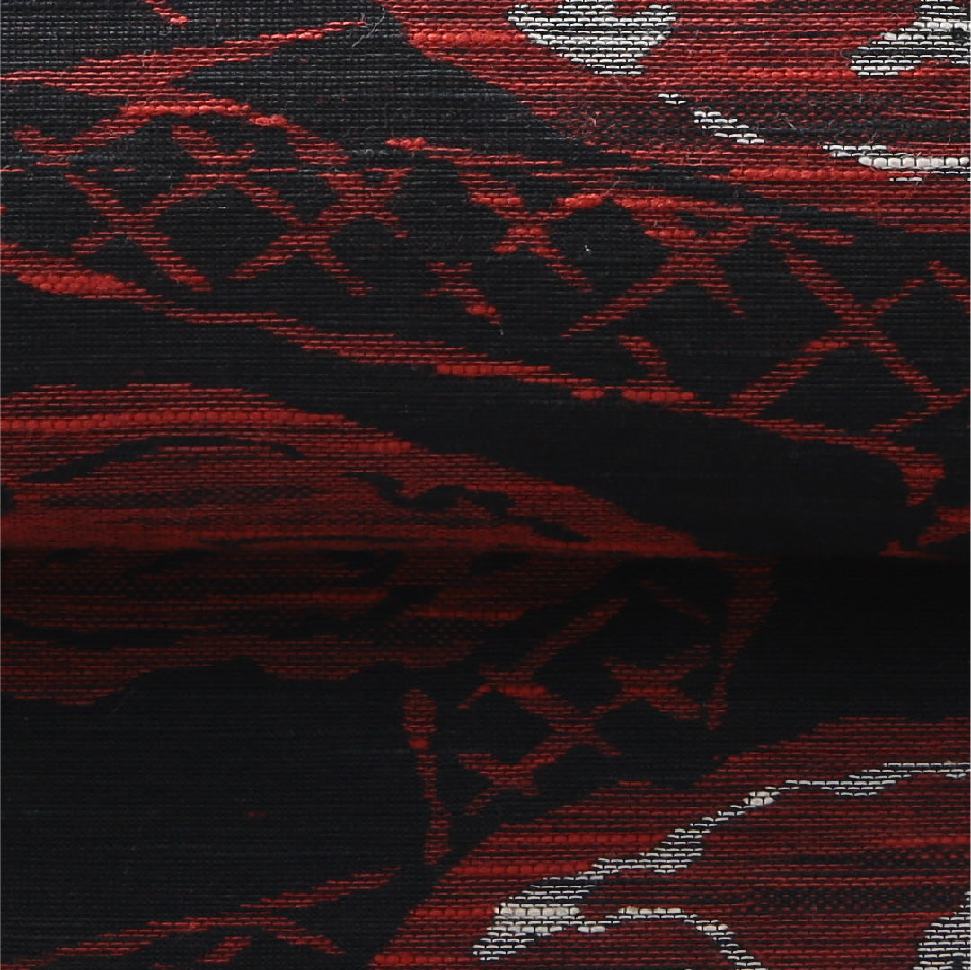 八寸名古屋帯（紬） 帯丈325cm カジュアル 松葉仕立て 六通 Aランク 正絹 創作柄 黒系 1224-03944