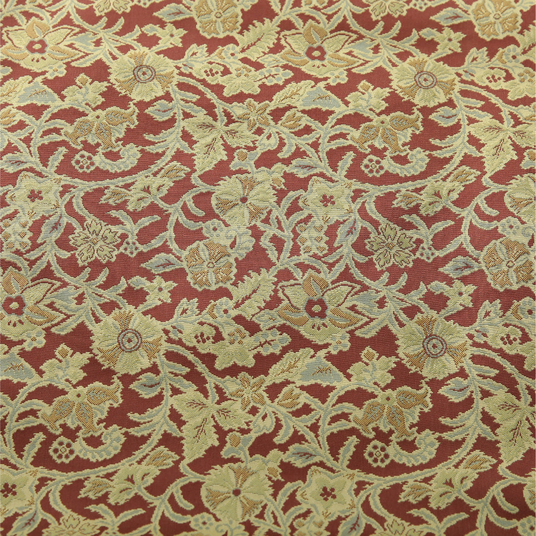 九寸名古屋帯 帯丈364cm カジュアル 開き仕立て 全通 Sランク 正絹 花柄 茶系 1224-03826