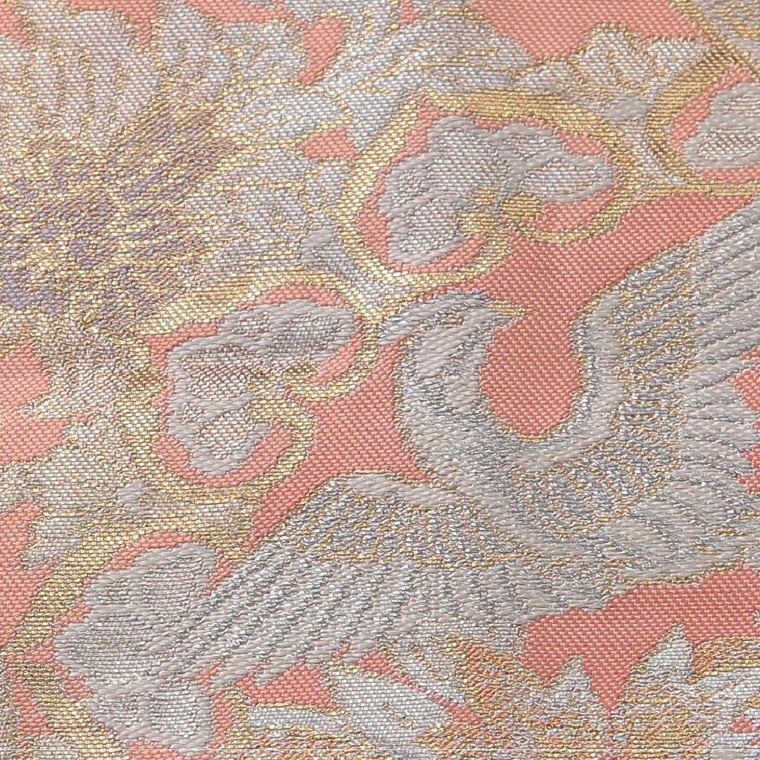 袋帯 帯丈428cm 正絹 六通 フォーマル 裂取り 鳳凰 クリーム系 金系 1243-01939