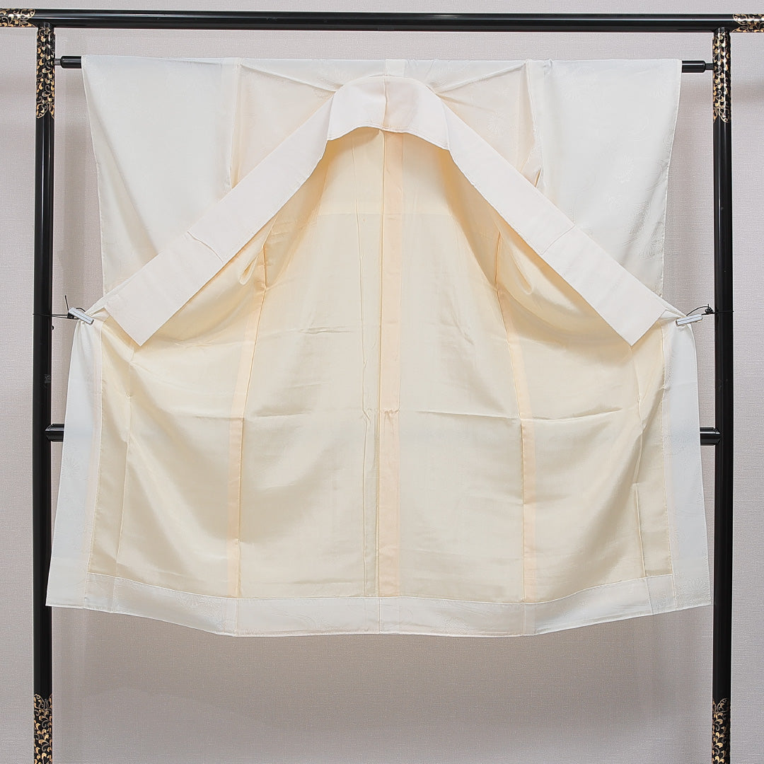 長襦袢 無双袖 身丈128cm 裄丈62cm 正絹 Aランク Lサイズ 菊 ベージュ系 RP 1239-16545