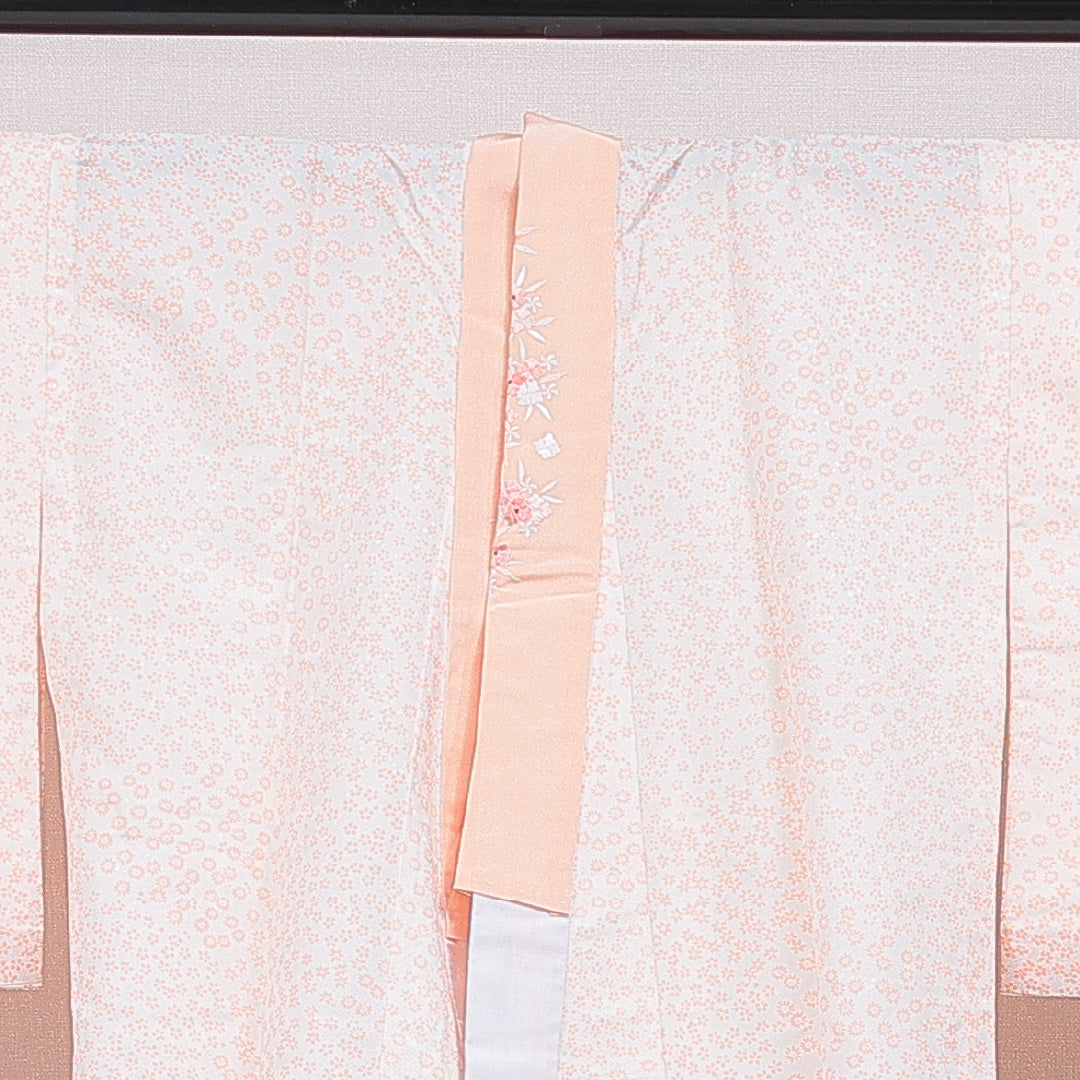 長襦袢 洗える着物 無双袖 身丈128cm 裄丈62cm ポリエステル Sランク Lサイズ 花柄 白系 1229-16694