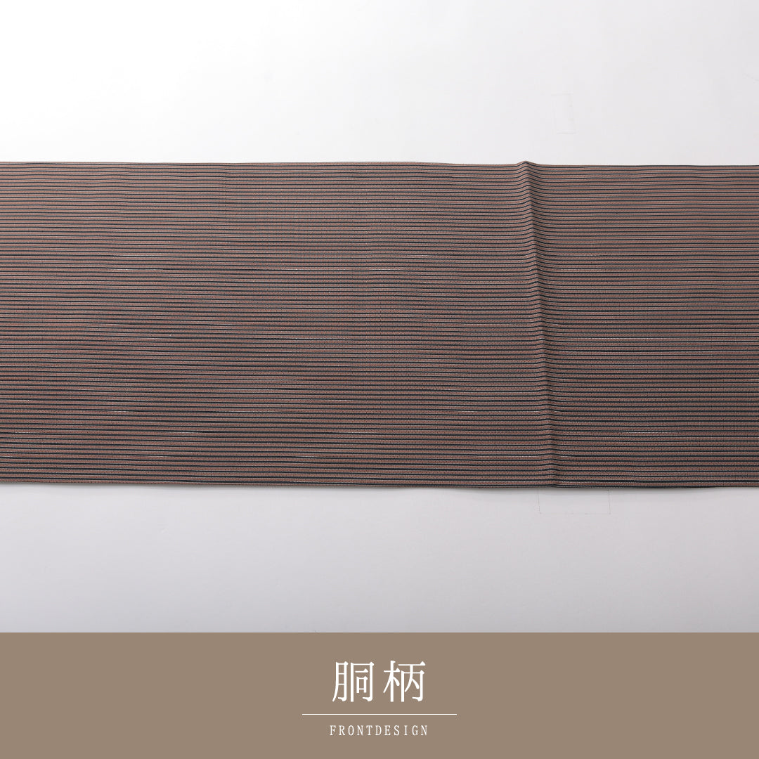 袋帯（紬） 帯丈448cm インフォーマル 全通 帯芯なし Sランク 正絹 縞 ベージュ系 1223-02130