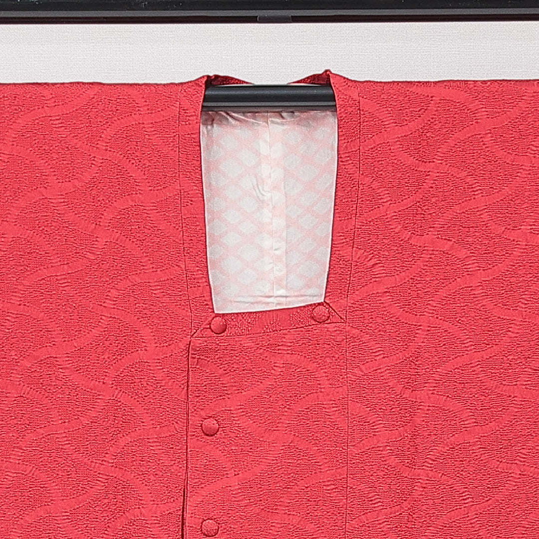 道行コート 袷 身丈84cm 裄丈66cm 正絹 Sランク Mサイズ フォーマル ポケットあり 無地 赤系 1263-15134