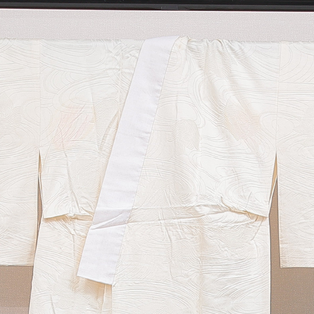 長襦袢 無双袖 身丈129cm 裄丈62cm 正絹 Cランク Lサイズ 流水 クリーム系 HP 1239-16676