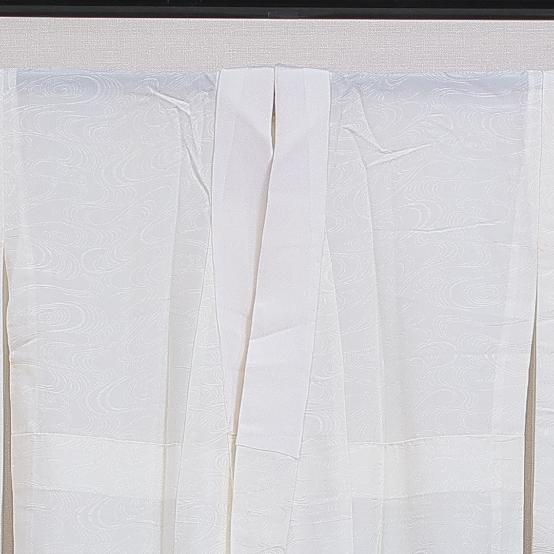 長襦袢 無双袖 身丈127cm 裄丈66cm 正絹 Sランク Mサイズ 流水 白系 RP 1239-16607