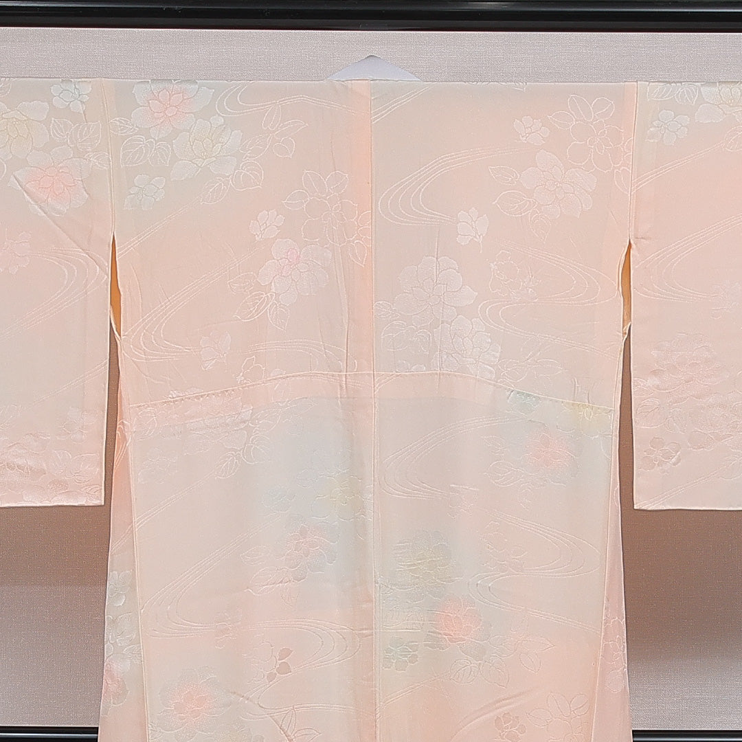 長襦袢 無双袖 身丈122cm 裄丈62cm 正絹 Cランク Sサイズ 椿 ピンク系 LP 1239-16622