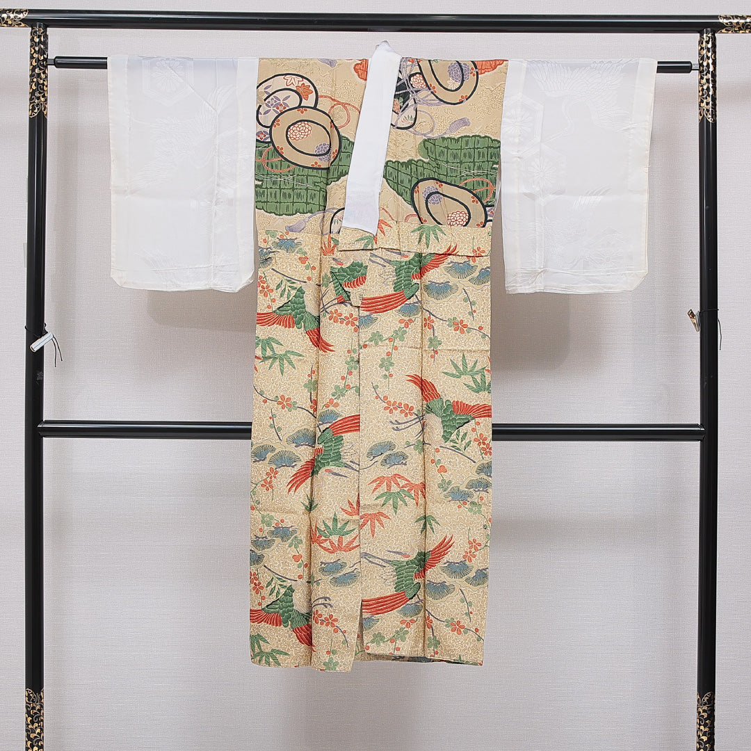 長襦袢 無双袖 身丈127cm 裄丈62cm 正絹 Cランク Mサイズ 鼓 ベージュ系 1229-16714