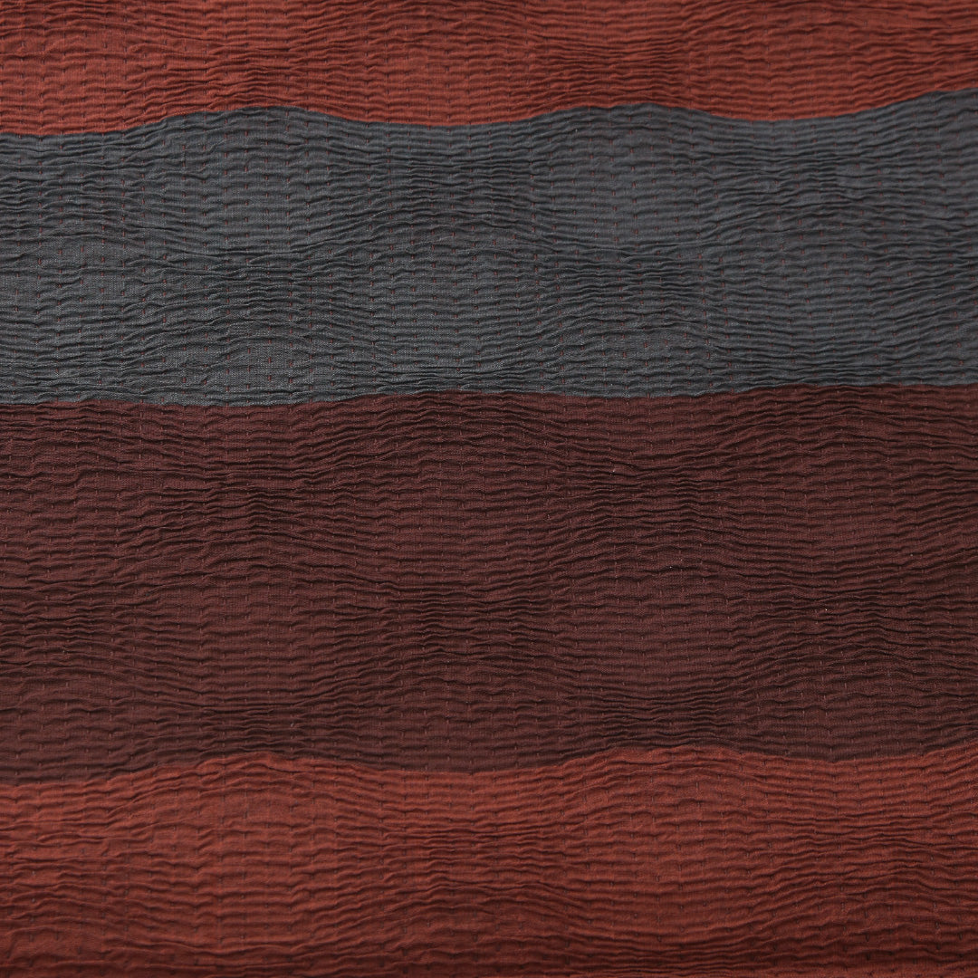 袋帯 帯丈436cm インフォーマル 六通 帯芯なし Sランク 正絹 ふくれ織 よろけ縞 赤系 1223-02240