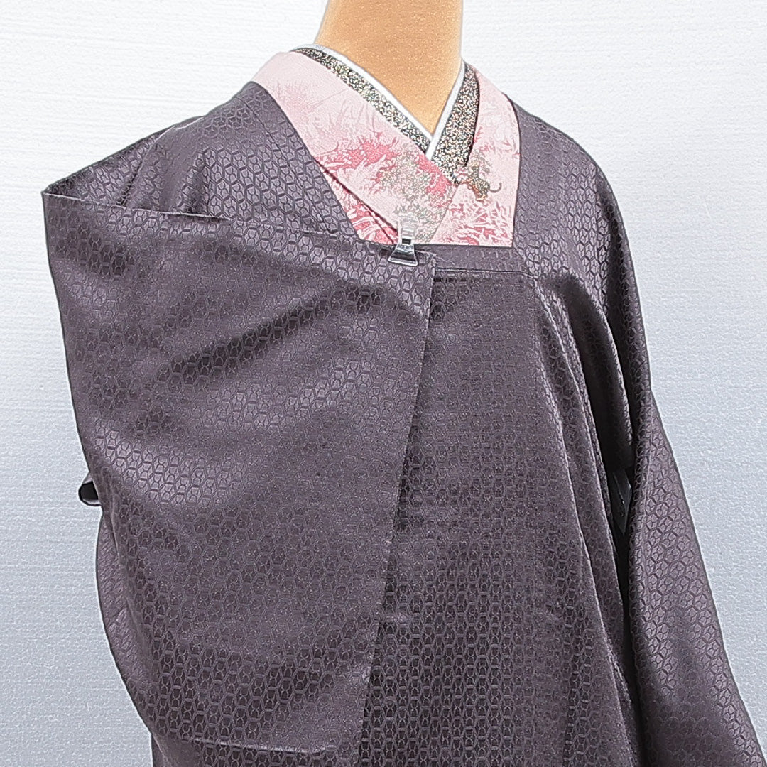 道行コート 洗える着物 単衣 身丈120cm 裄丈63cm ポリエステル Sランク Sサイズ フォーマル ポケットあり 亀甲 グレー系 1263-16863