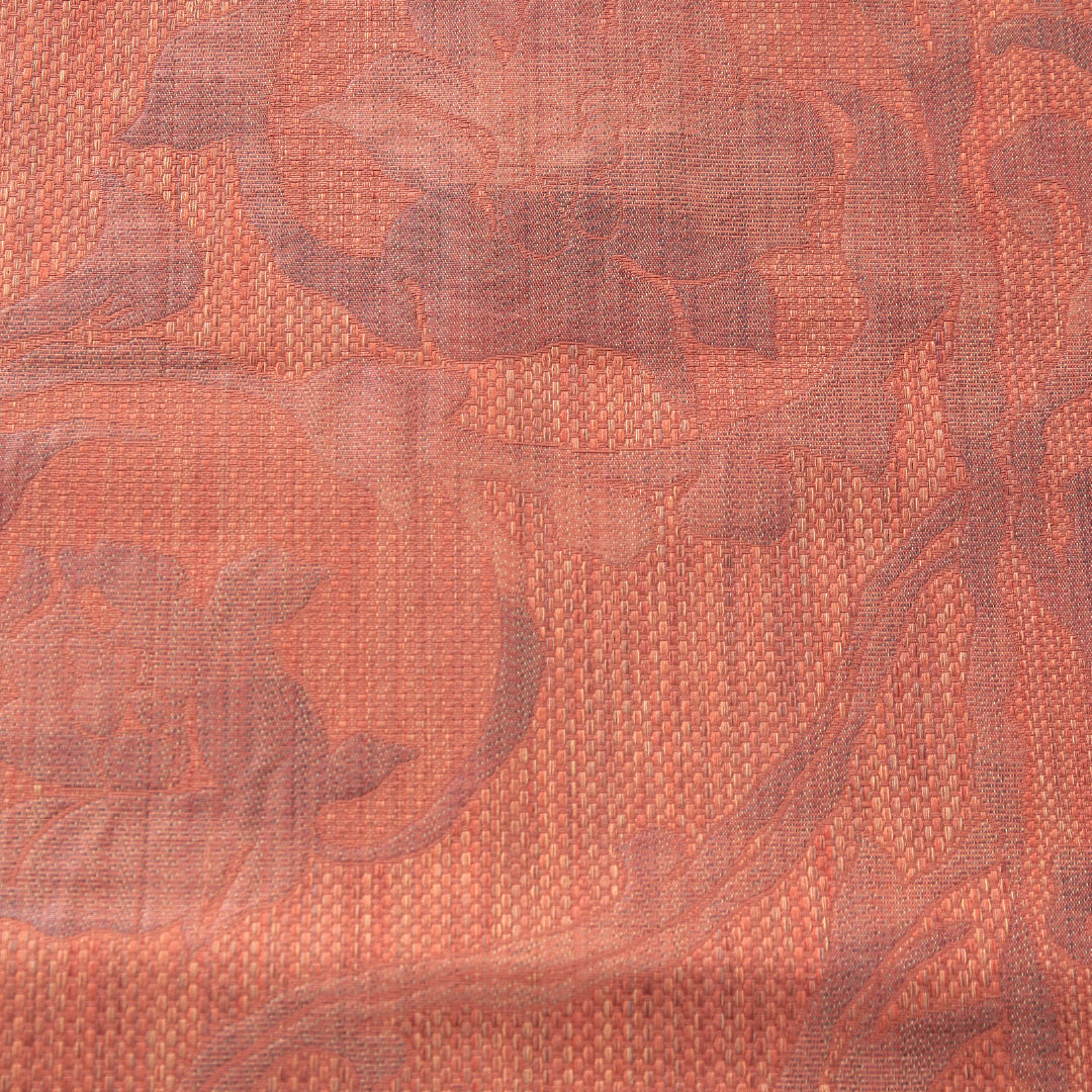 九寸名古屋帯 帯丈362cm インフォーマル 名古屋仕立て 六通 Sランク 正絹 ふくれ織 唐華 朱系 1224-04179