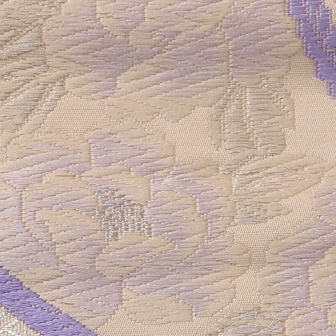 袋帯 帯丈428cm フォーマル 六通 Cランク 正絹 組紐 紗綾型 白系 銀系 1223-01901