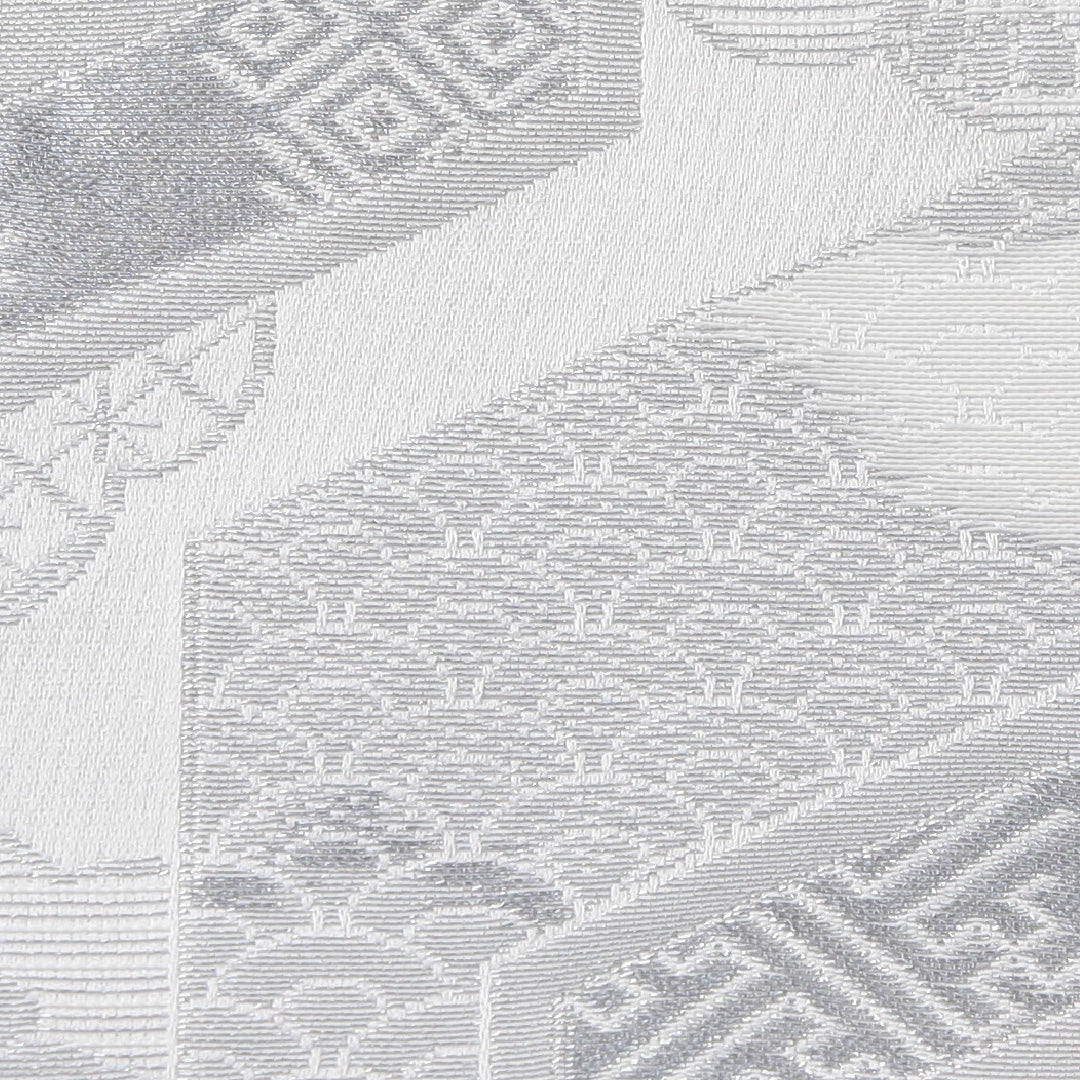 袋帯 帯丈438cm フォーマル 六通 未仕立て 帯芯なし Aランク 正絹 亀甲 クリーム系 銀系 1223-02231