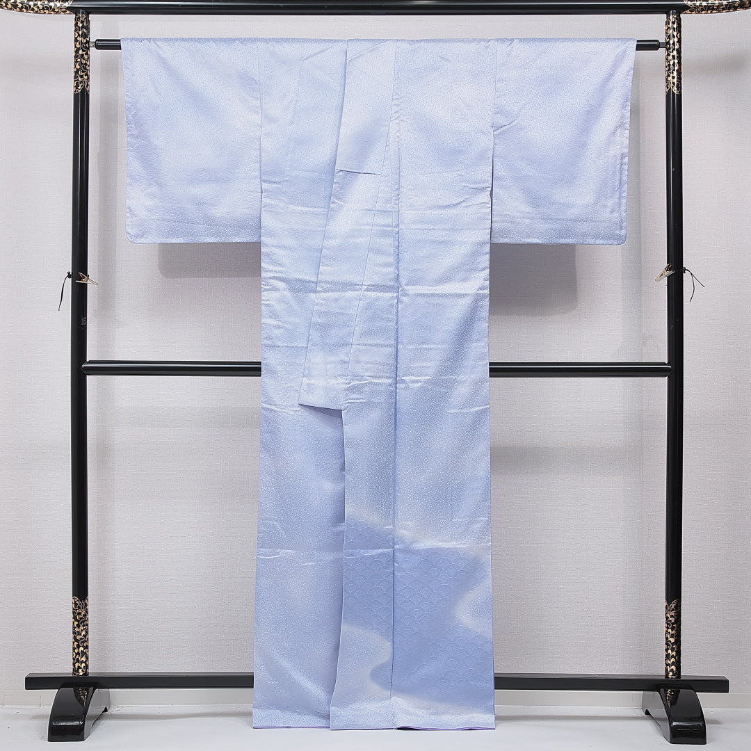 洗える着物 付下げ 袷 身丈159cm 裄丈66cm ポリエステル Sランク インフォーマル 広衿 Mサイズ 青海波 水色系 RP 1218-15791