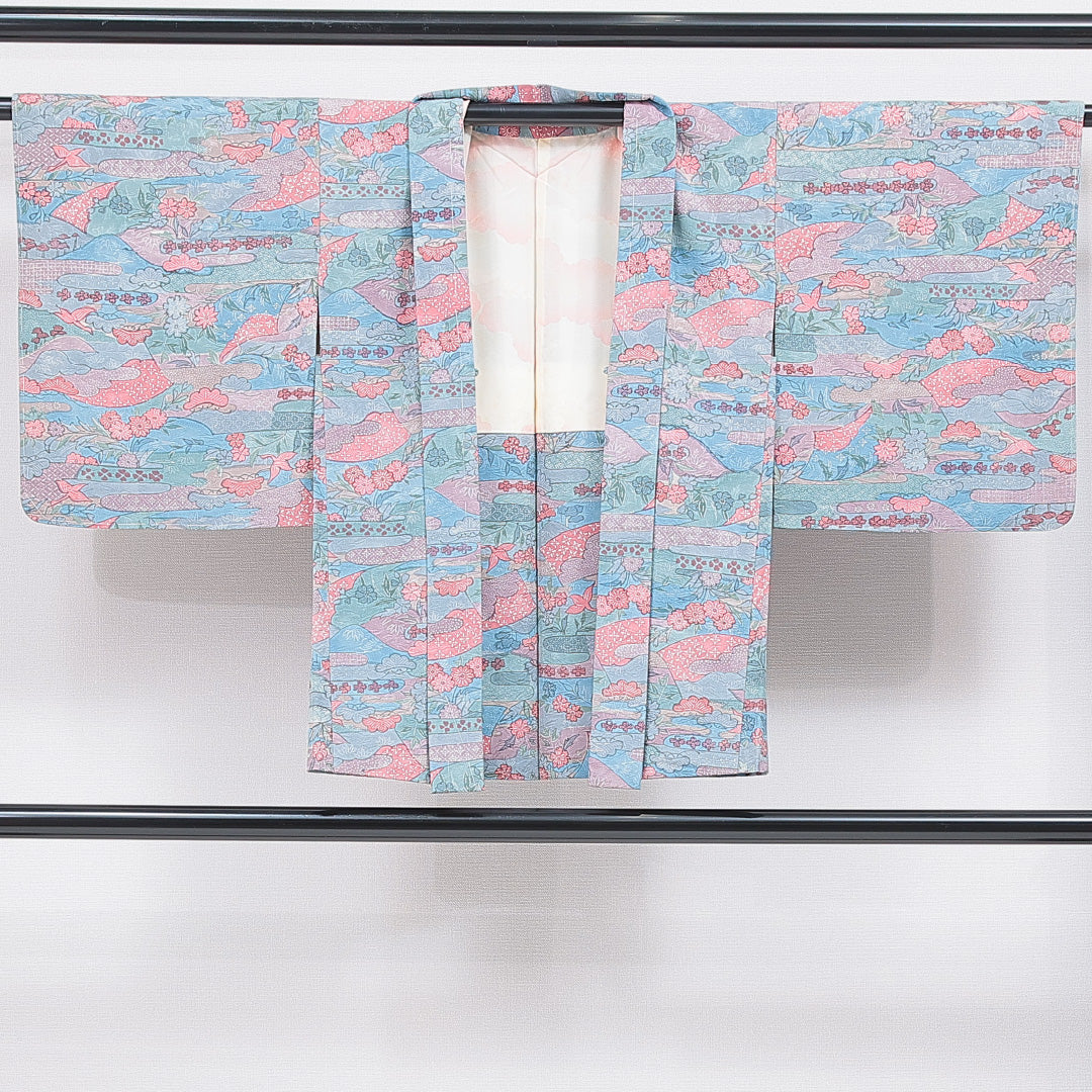 羽織 袷 身丈73cm 裄丈61cm 正絹 Cランク カジュアル Sサイズ 古典柄 多色系 HP 1232-16853