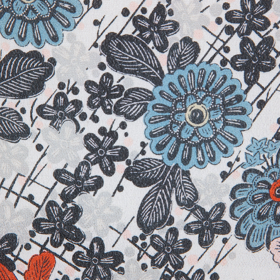 羽織 袷 身丈89cm 裄丈63cm 正絹 Bランク Sサイズ カジュアル 紐あり 菊 白系 多色系 1217-16157