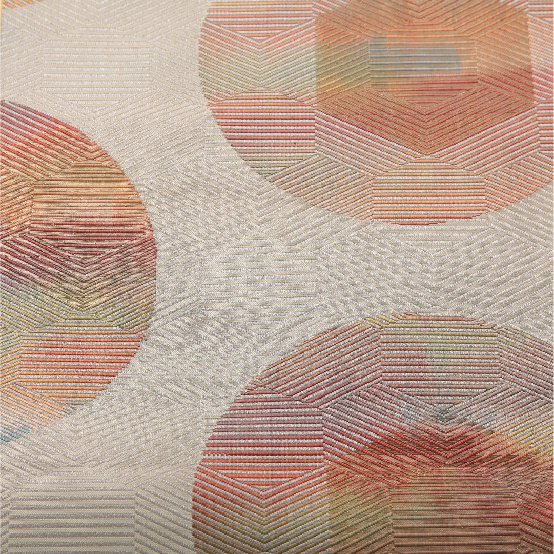 八寸名古屋帯 帯丈340cm カジュアル 開き仕立て 六通 帯芯なし Aランク 正絹 創作柄 クリーム系 1224-03505