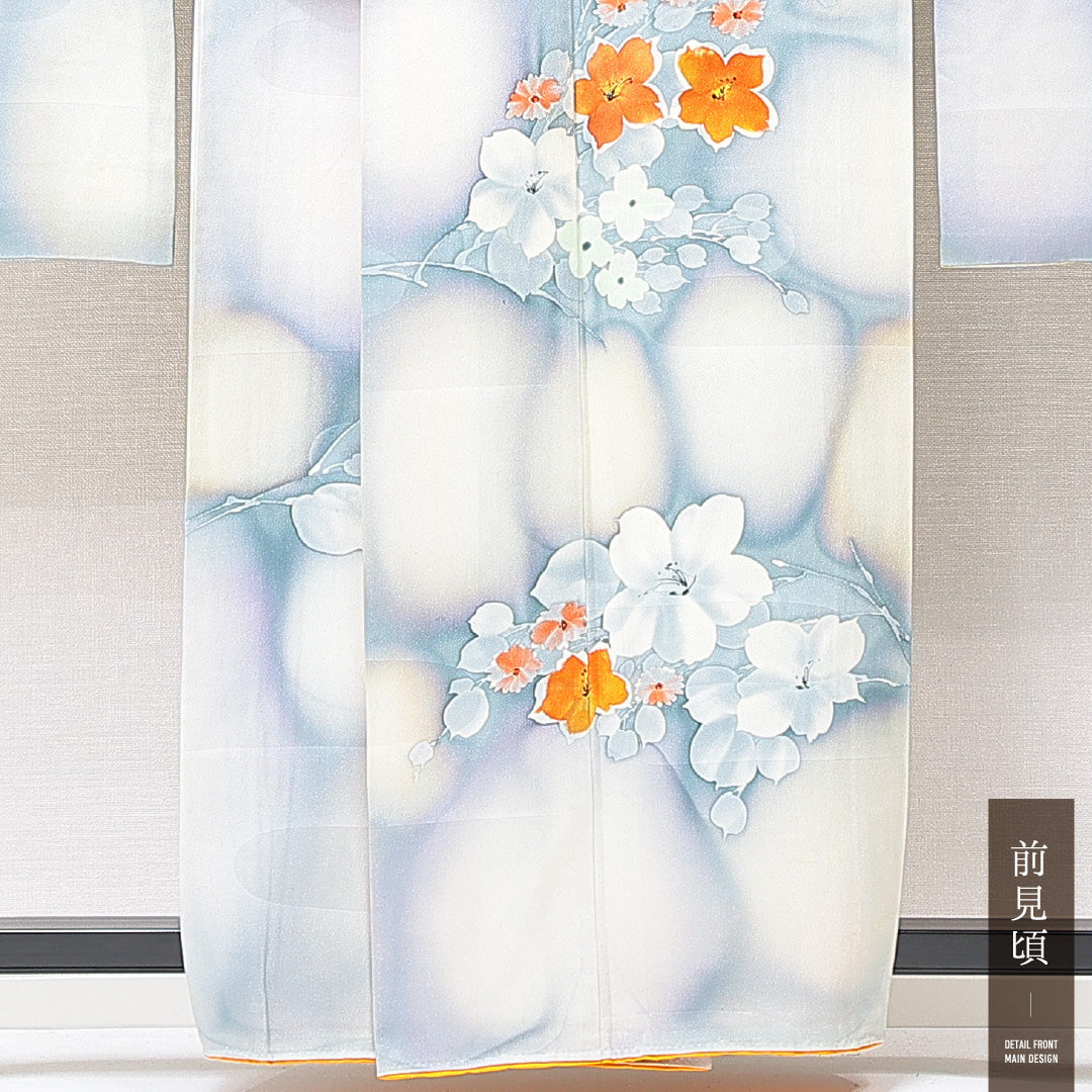 振袖 袷 身丈158cm 裄丈65cm フォーマル Cランク Mサイズ 正絹 広衿 桔梗 1213-F0700