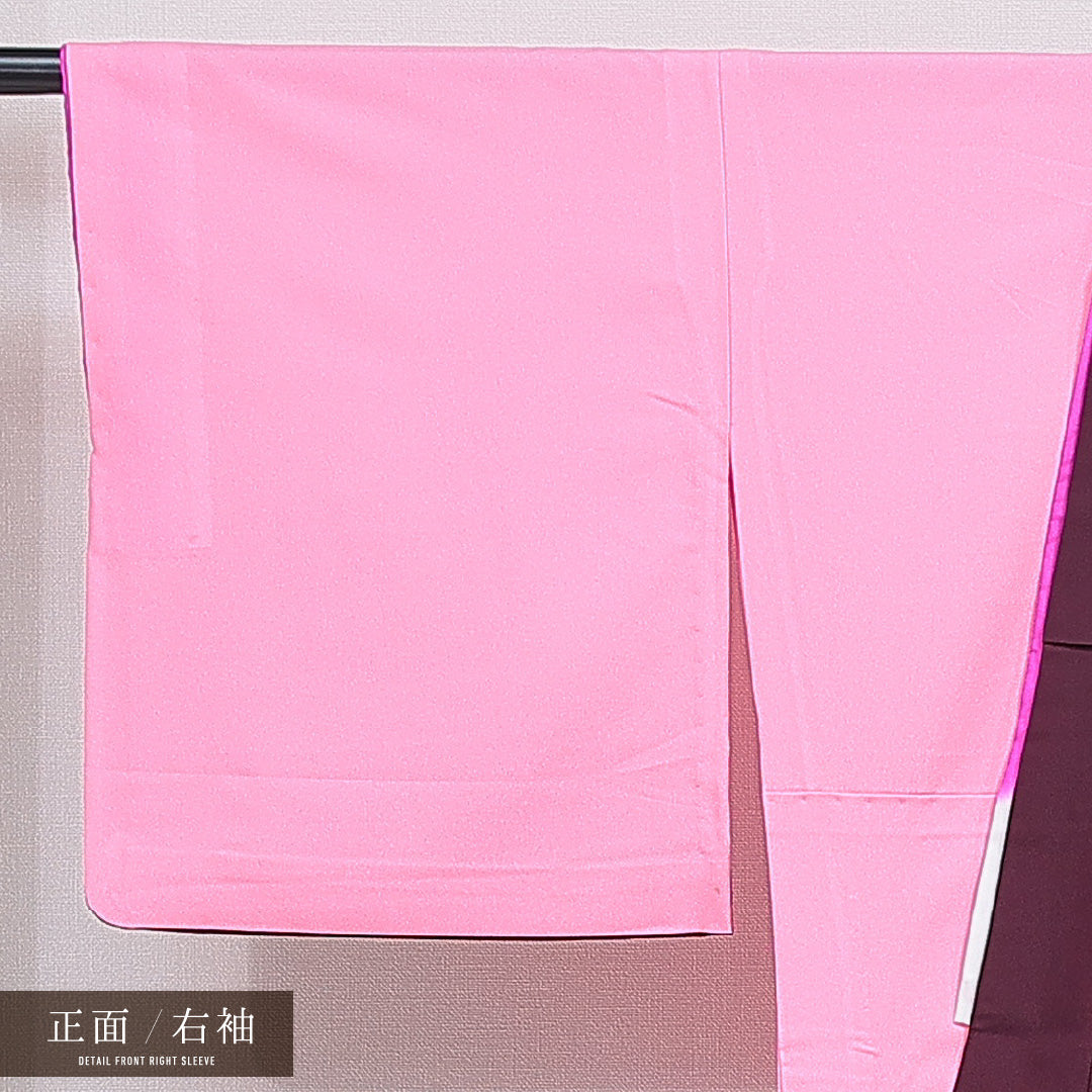 付下げ 洗える着物 単衣 身丈161cm 裄丈68cm ポリエステル Aランク Lサイズ バチ衿 インフォーマル 雪輪 桜 ピンク系 1261-16283