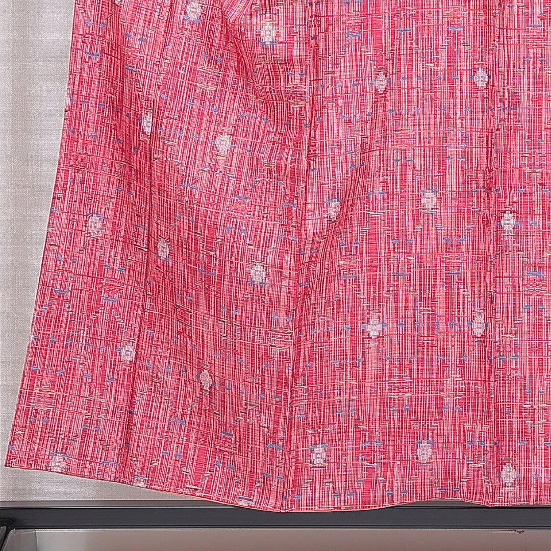 紬 袷 身丈153cm 裄丈64cm 正絹 Sランク Sサイズ 広衿 カジュアル 創作柄 ピンク系 1216-16663