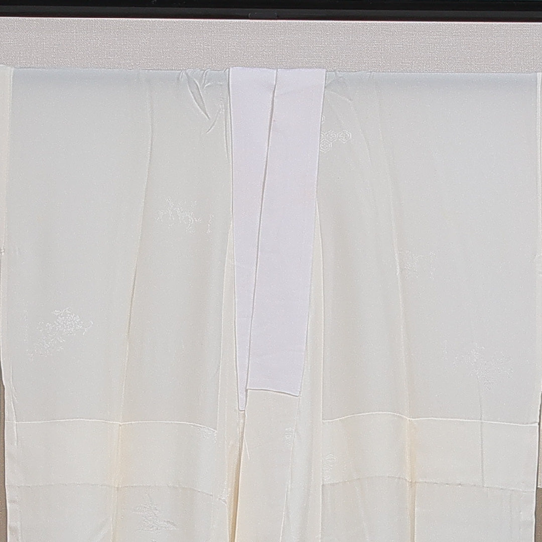 長襦袢 無双袖 身丈128cm 裄丈66cm 正絹 Aランク Lサイズ 牡丹 クリーム系 RP 1239-16628