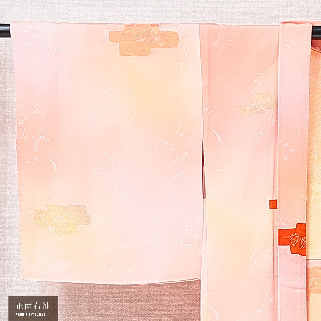 羽織 袷 身丈82cm 裄丈62cm 正絹 Cランク カジュアル Sサイズ 創作柄 ピンク系 HP 1232-15251
