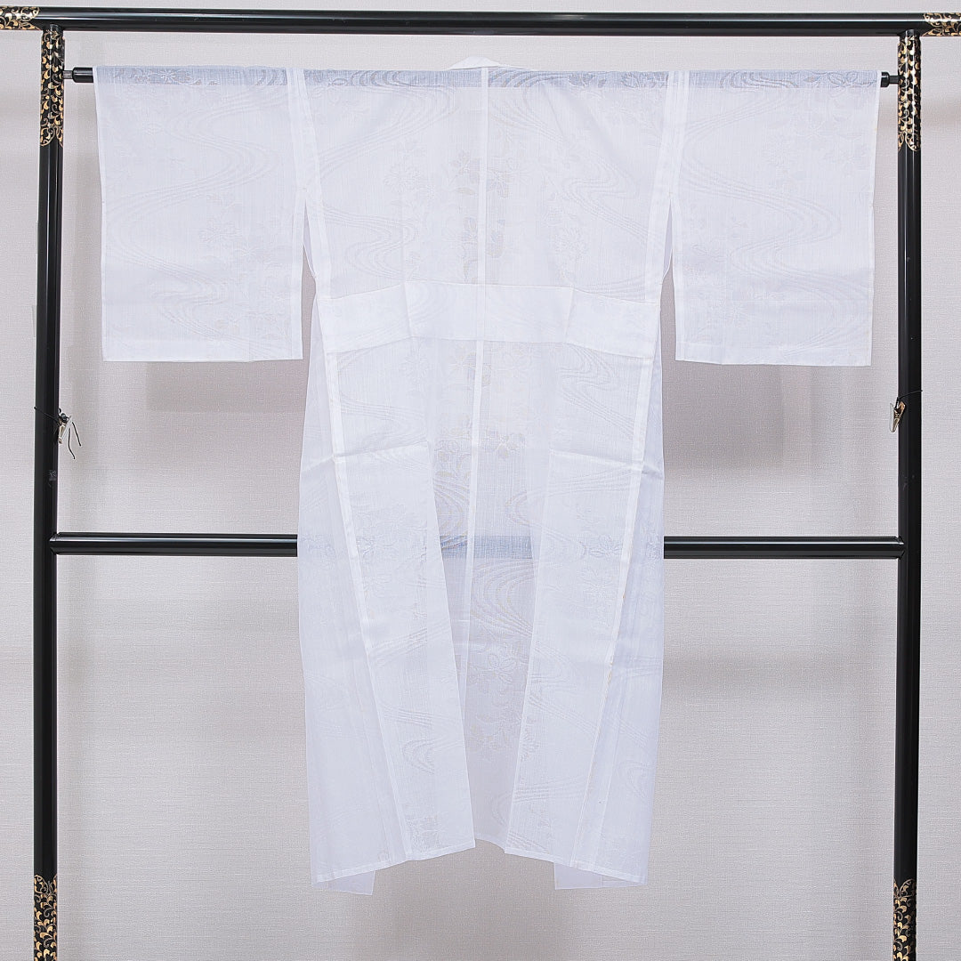 長襦袢 夏物 洗える着物 夏物 身丈131cm 裄丈64cm ポリエステル Cランク Lサイズ 古典柄 白系 1229-16708