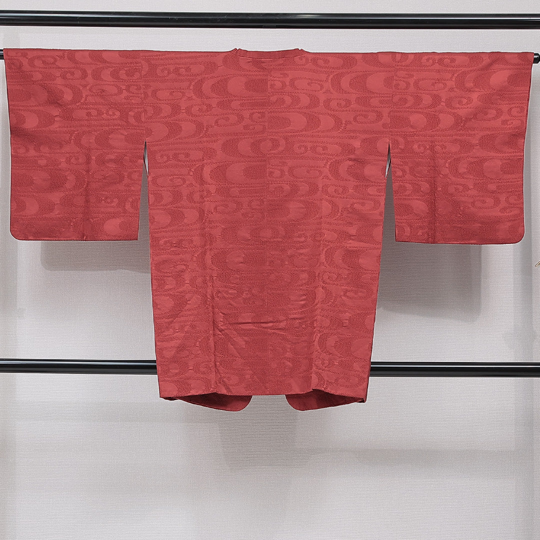道行コート 袷 身丈86cm 裄丈64cm 正絹 Sランク セミフォーマル Mサイズ ポケットあり 観世水 ピンク系 RP 1237-15462