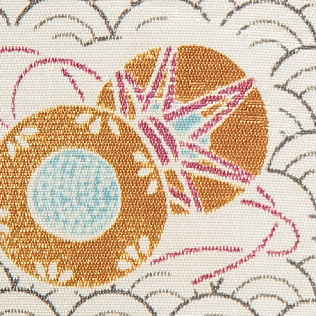 小紋 洗える着物 袷 身丈146cm 裄丈62cm ポリエステル Cランク XSサイズ 広衿 インフォーマル 鼓 青海波 緑系 1215-16316