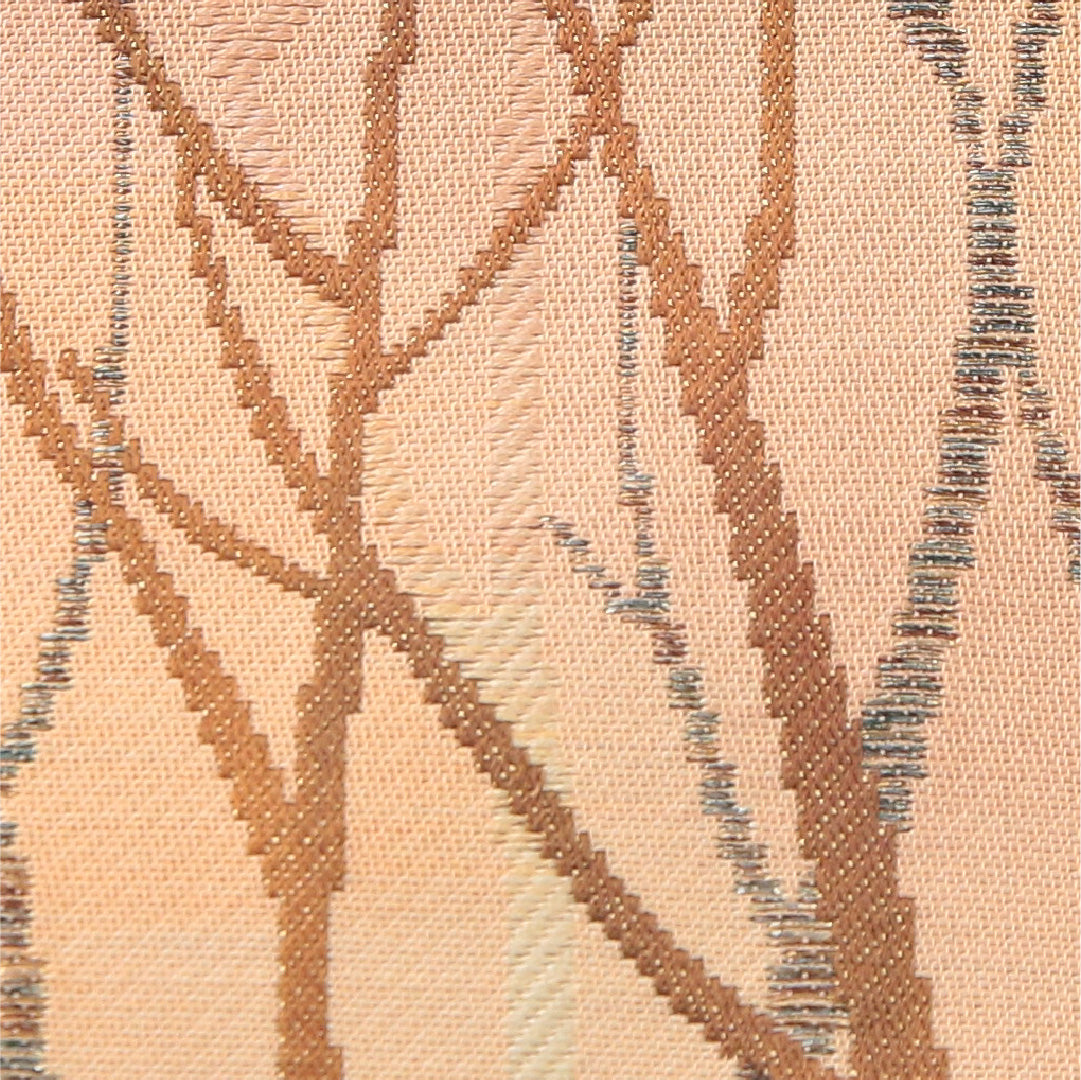 八寸名古屋帯 帯丈356cm カジュアル 開き仕立て 六通 Cランク 正絹 木立 ベージュ系 1224-04057