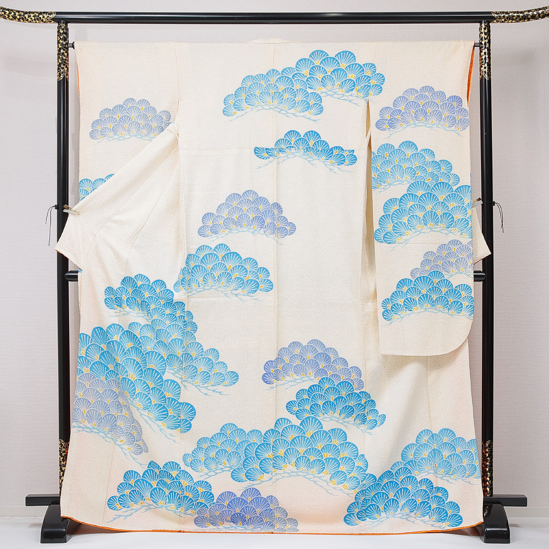 振袖 袷 身丈168cm 裄丈64cm フォーマル Cランク XLサイズ 正絹 広衿 松 1213-F0668