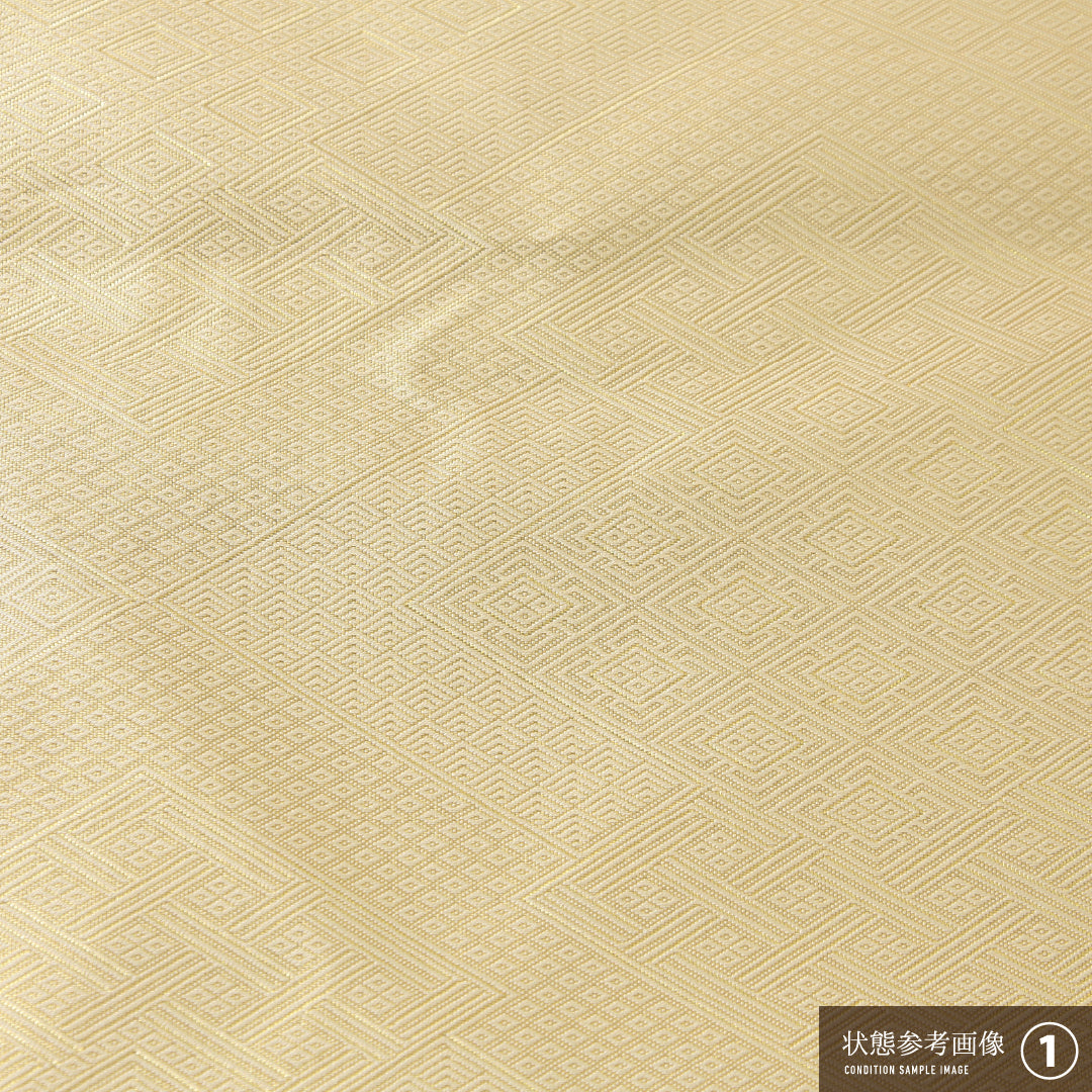 袋帯 帯丈440cm 正絹 全通 フォーマル 本場筑前博多織 菱つなぎ ガード加工 証紙 金系 1243-02175