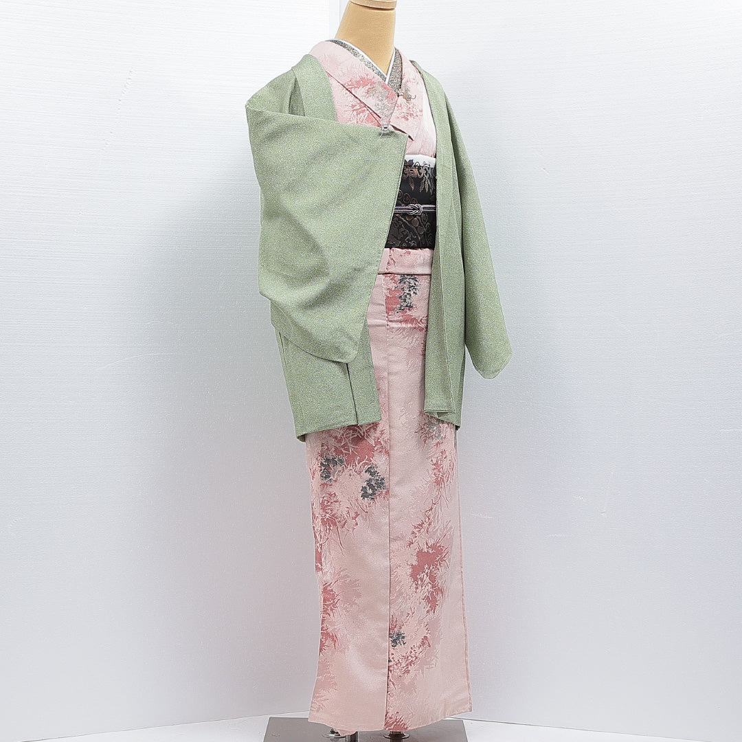 羽織 袷 身丈77cm 裄丈62cm 正絹 Sランク カジュアル Sサイズ 緑系 RP 1232-16173