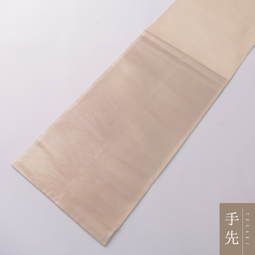 袋帯 帯丈444cm 正絹 六通 セミフォーマル 格天井 金系 クリーム系 1243-01969