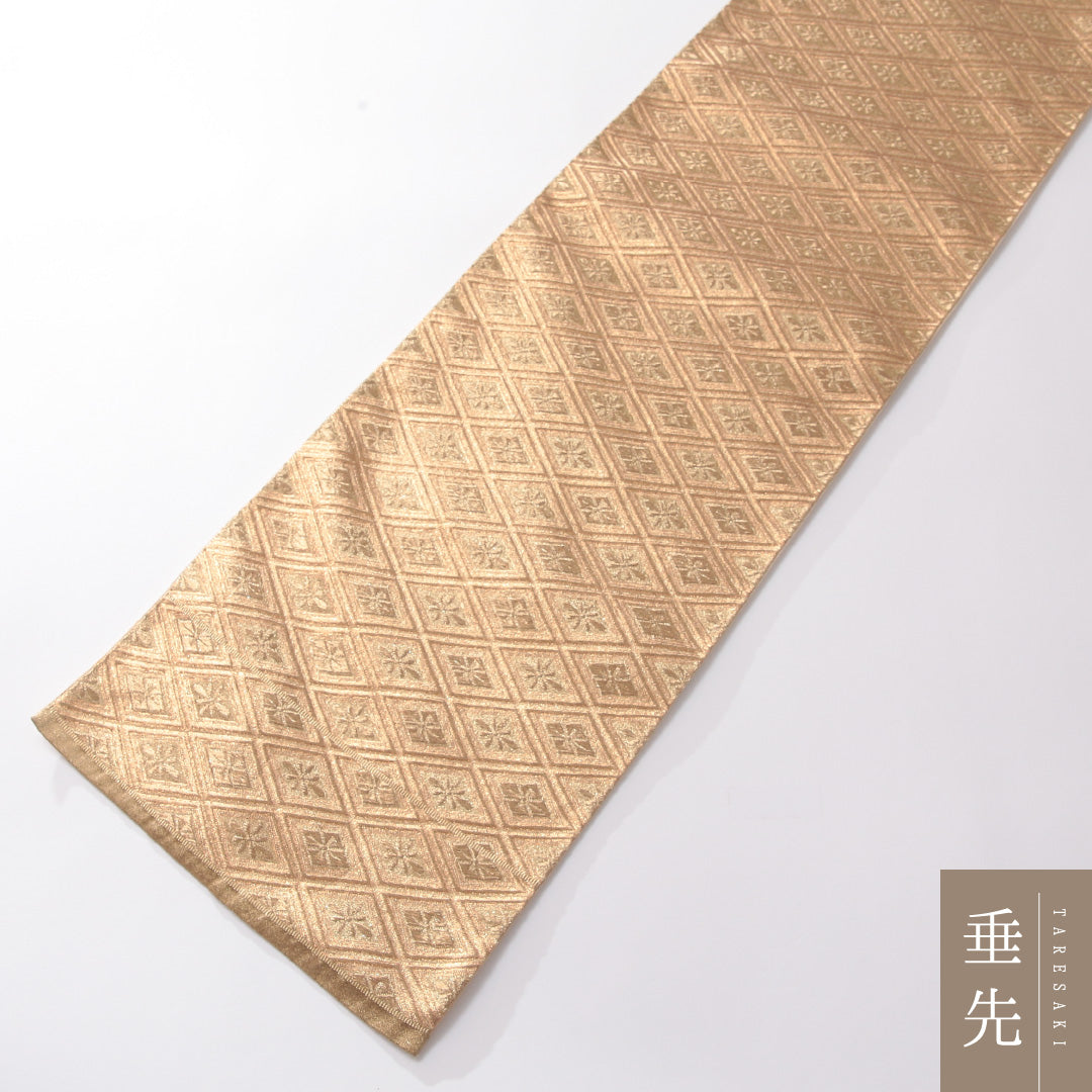 袋帯 帯丈412cm 正絹 六通 フォーマル 花菱 古典柄 金系 1243-01875