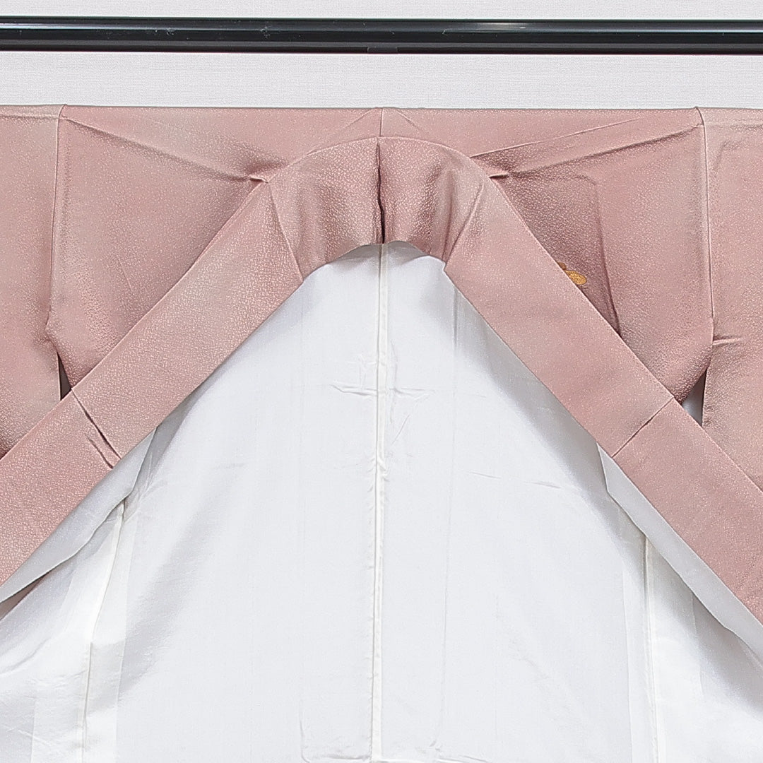 訪問着 袷 身丈160cm 裄丈66cm 正絹 Sランク Lサイズ 広衿 セミフォーマル 笠松 ぼかし染 刺繍 金駒刺繍 ピンク系 茶系 1212-16868