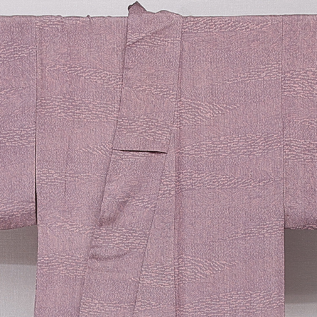 小紋 袷 身丈153cm 裄丈62cm 正絹 Aランク Sサイズ 広衿 一つ紋 セミフォーマル 落款 ピンク系 1215-15867