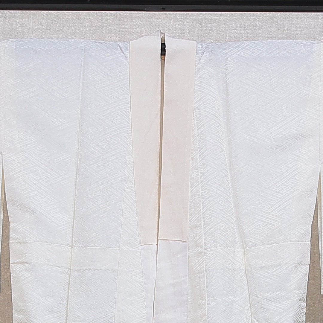 長襦袢 無双袖 身丈130cm 裄丈64cm 正絹 Sランク Lサイズ 紗綾型 クリーム系 RP 1239-16546
