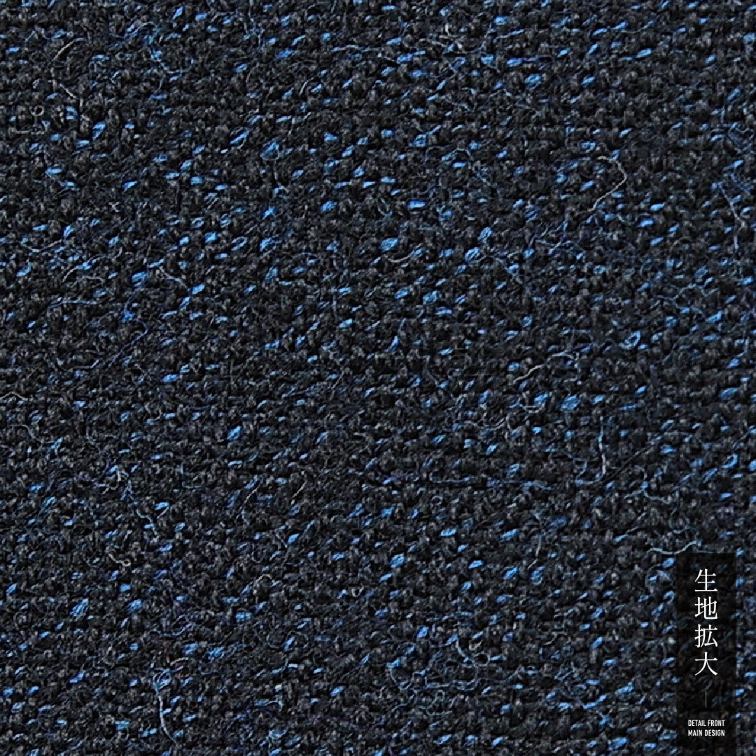 ウールの男着物（紬） 洗える着物 単衣 身丈141cm 裄丈67cm ウール Cランク Mサイズ 棒衿 カジュアル 居敷当て 肩当て 無地 紺系 1219-15763