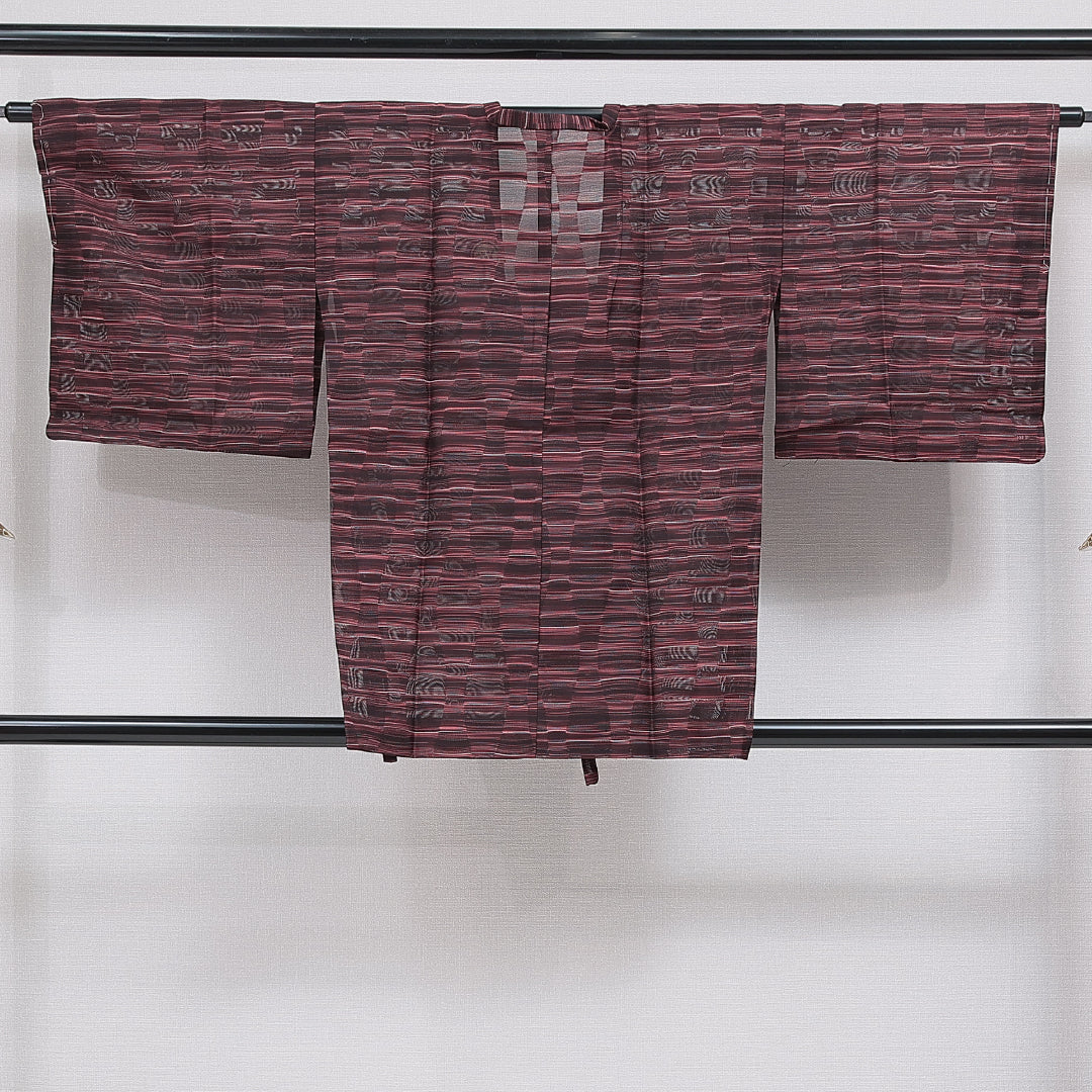 道行コート 夏物 洗える着物 夏物 身丈83cm 裄丈65cm ポリエステル Sランク Mサイズ フォーマル 抽象柄 紫系 1263-16200
