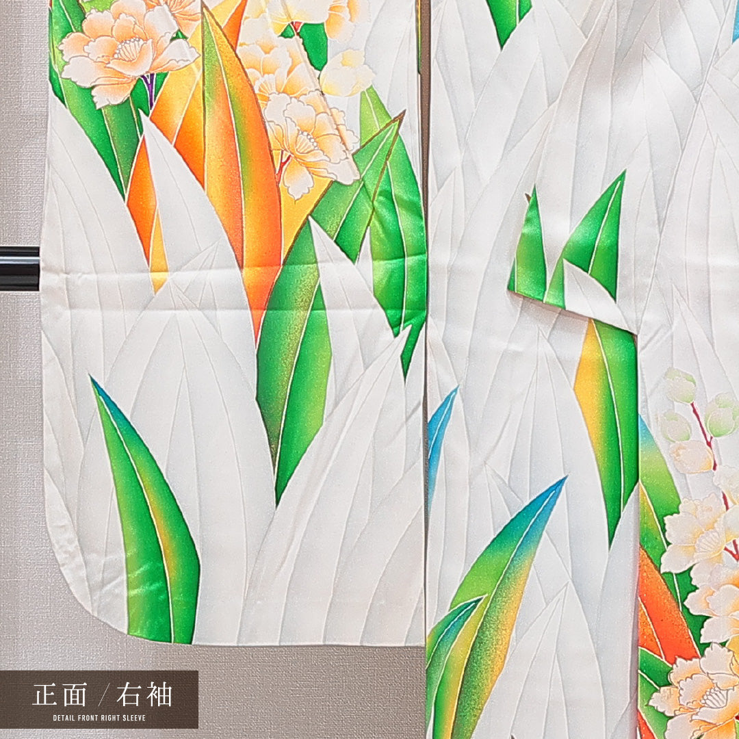 振袖 袷 身丈158cm 裄丈63cm フォーマル Cランク Mサイズ 正絹 広衿 牡丹 1213-F0757