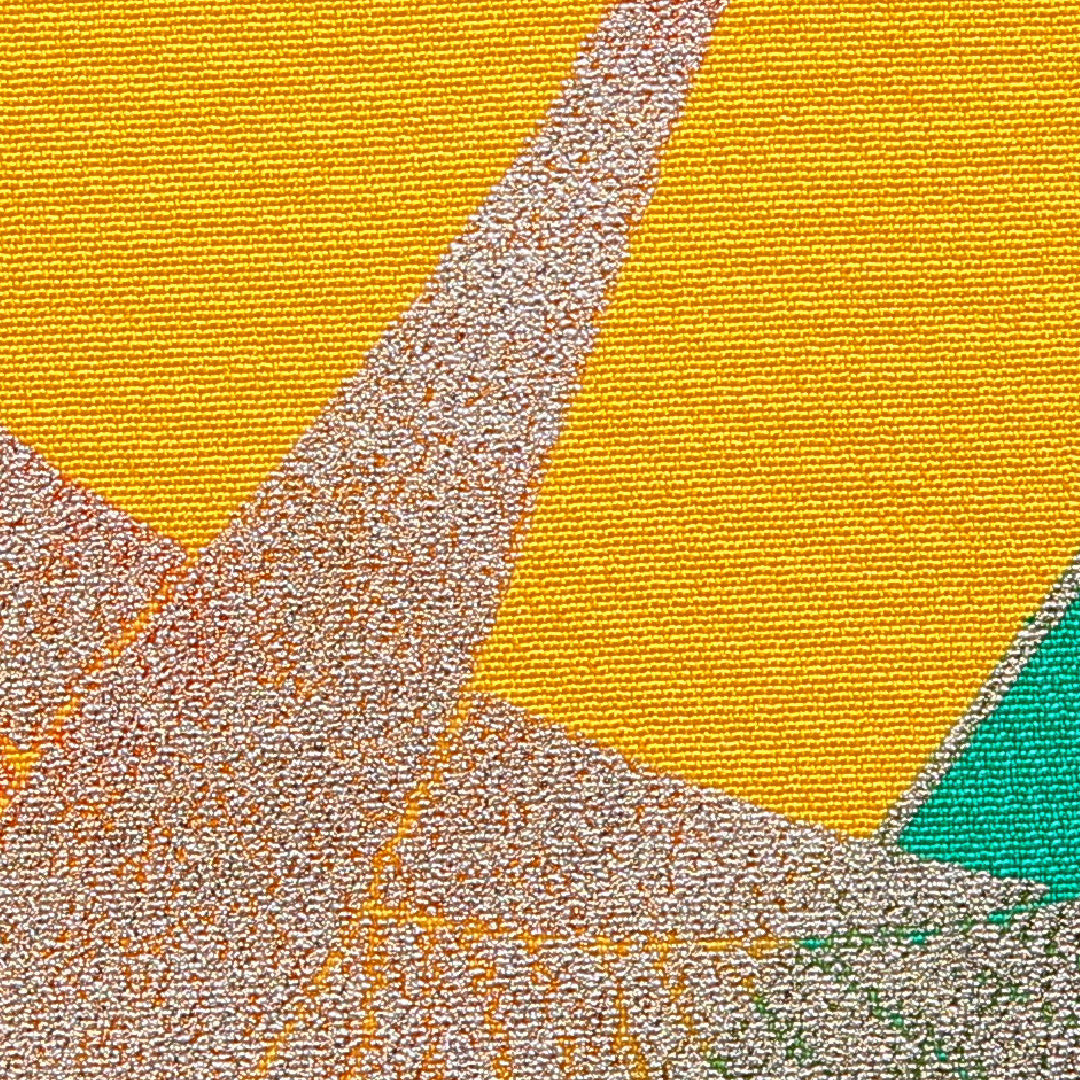 訪問着 洗える着物 単衣 身丈155cm 裄丈62cm ポリエステル Bランク Mサイズ バチ衿 セミフォーマル 鶴 黄系 1212-16336