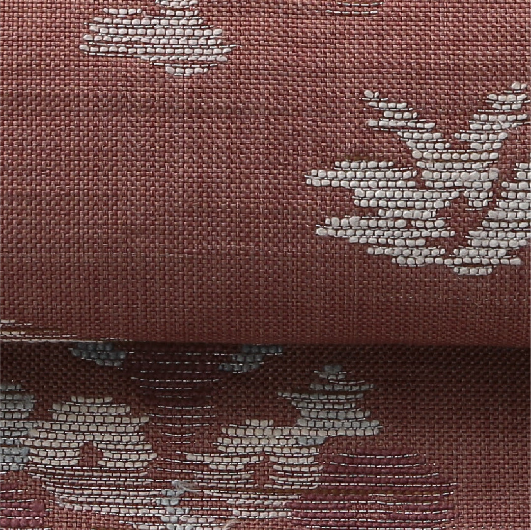 八寸名古屋帯（紬） 帯丈345cm カジュアル 松葉仕立て 六通 Cランク 正絹 創作柄 ピンク系 1224-03713