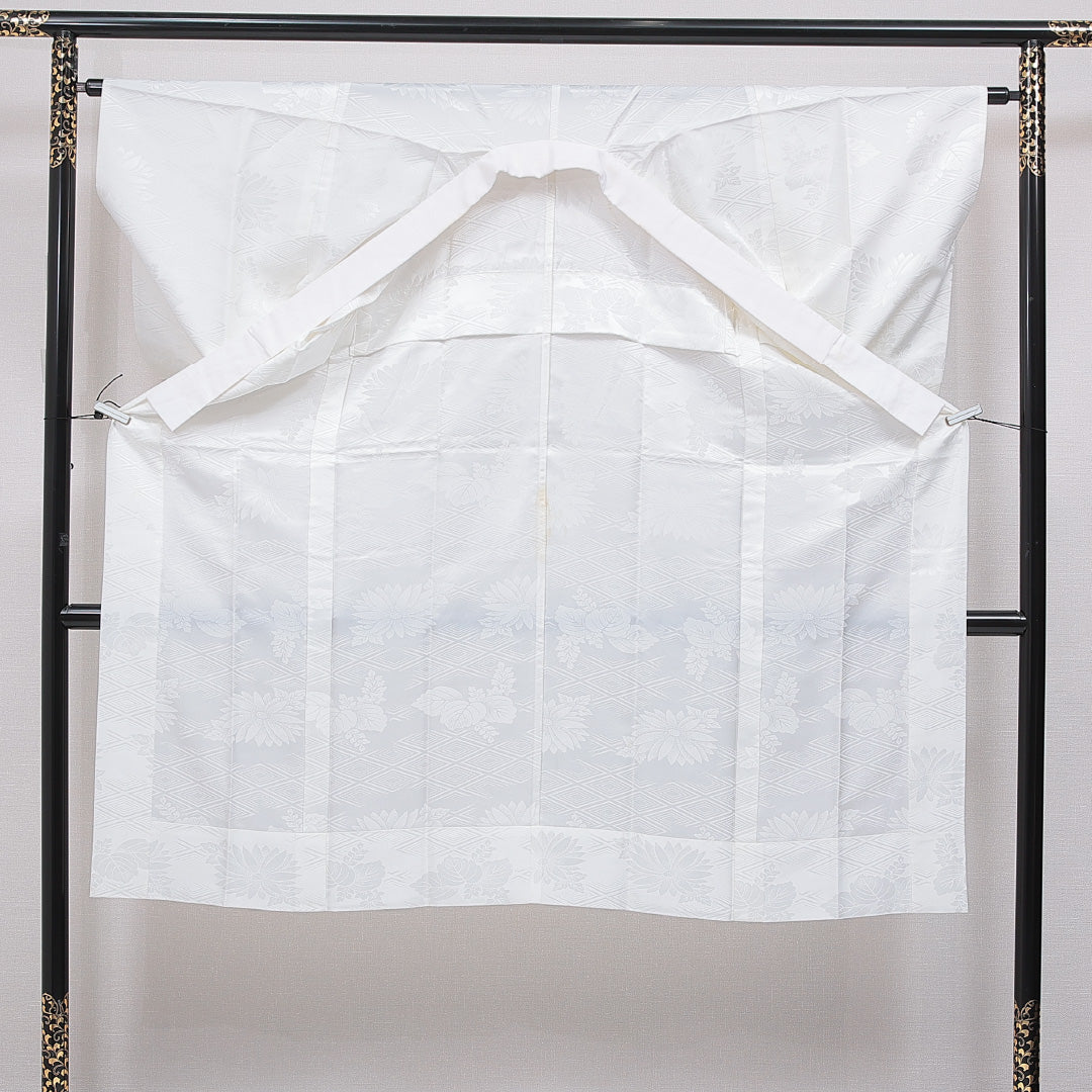 長襦袢 洗える着物 無双袖 身丈132cm 裄丈64cm ポリエステル Bランク XLサイズ 吉祥文様 白系 1229-16707