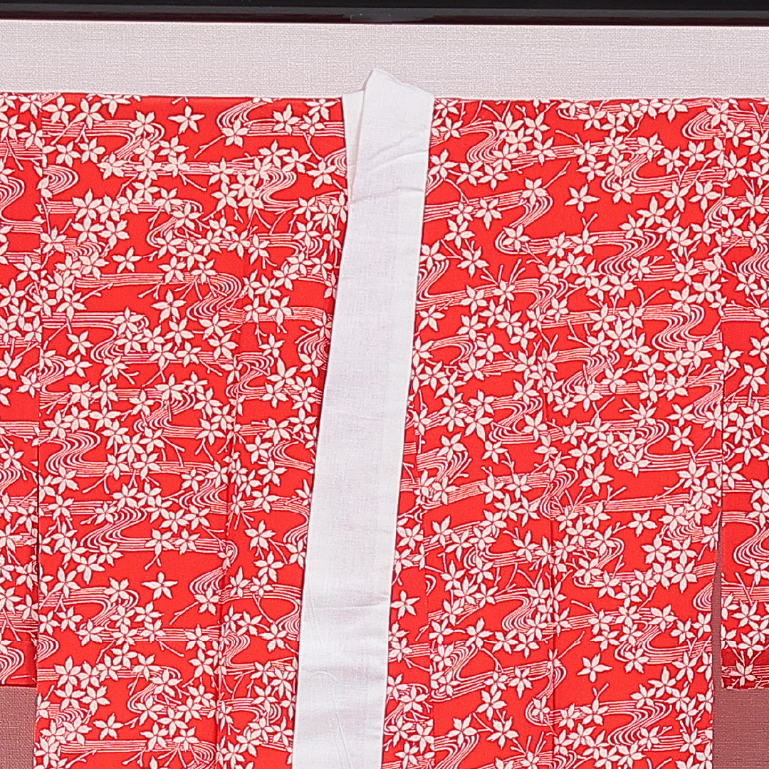 アンティーク 長襦袢 無双袖 身丈127cm 裄丈64cm 正絹 Aランク Mサイズ 古典柄 赤系 RP 1239-16700